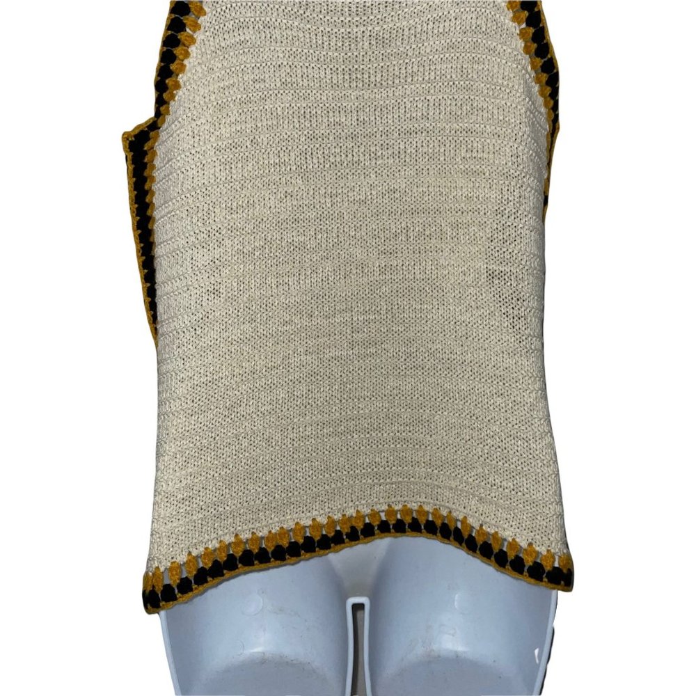 Boston Proper Cream Retro 70's Style Boho Bohemian Sleeveless Pullover Sweater S - Picture 8 of 10